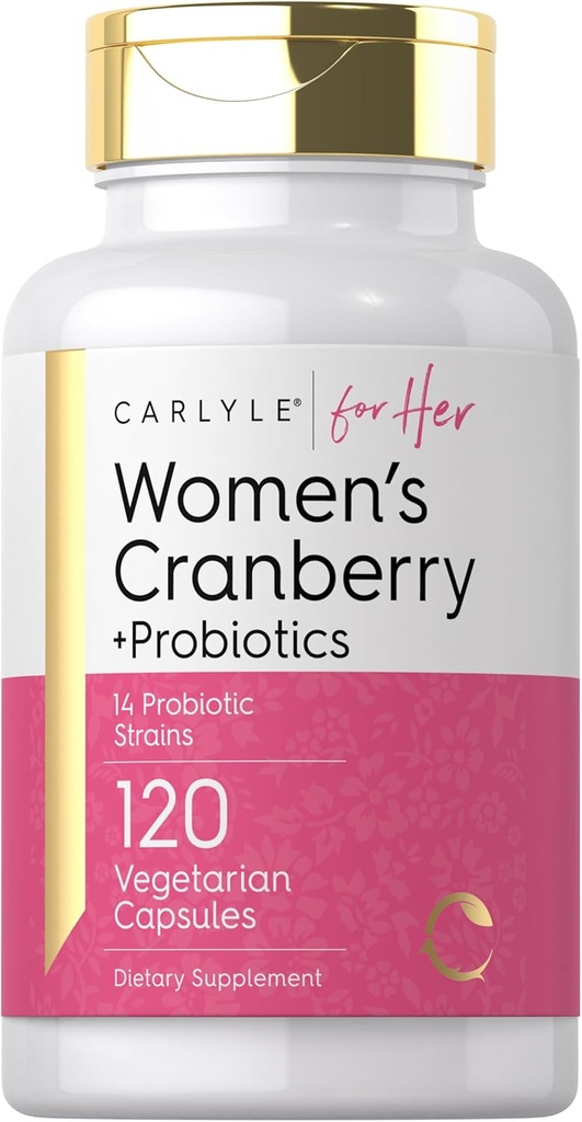 Carlyle Women's Cranberry Plus Probiotics | 120 Kapseln | mit 14 Probiotic Strains | Vegetarisch, Non-GMO, Gluten Free Supplement | für Sie