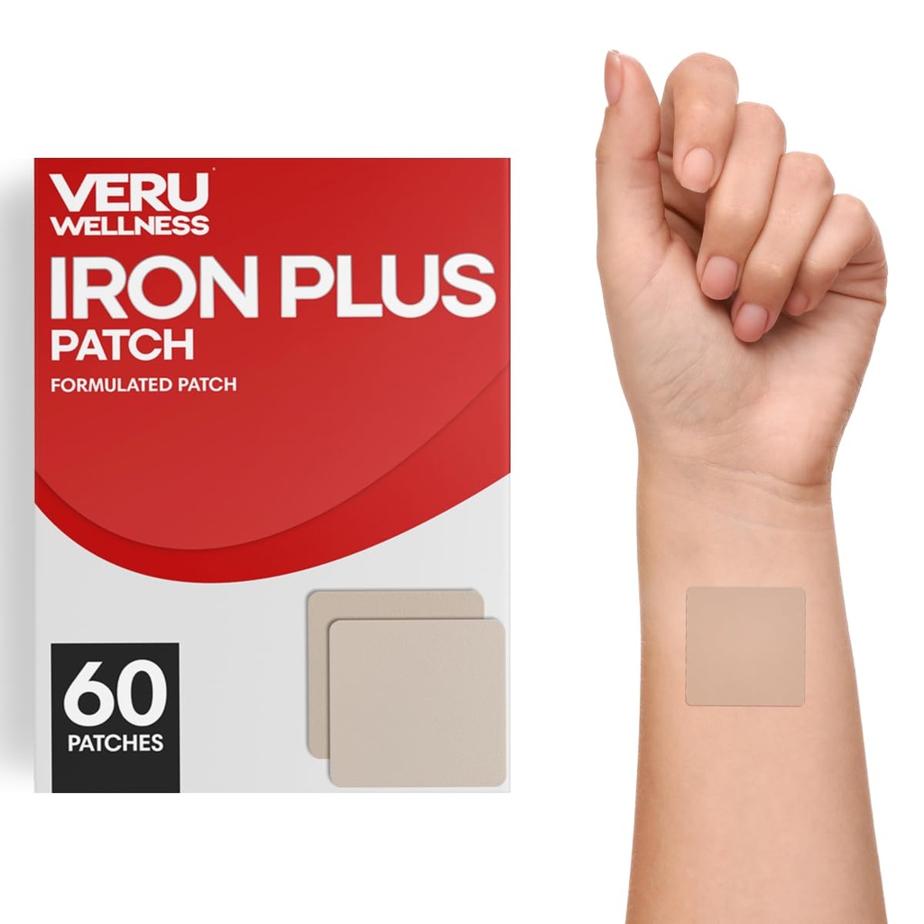 Veru Wellness Iron Plus Daily Patch - Soutien du déficit en fer - Niveaux sanguins et énergie (60 jours)