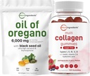 Micro-ingrédients Huile d'Origan Softgels 6 000mg Par Servant et Multi Collagène Peptides Gummies Bundle Pack de 4X Strength Carvacrol & Thymoquinon