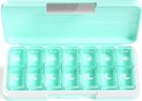 Zoksi Am Pm Pill Organizer 7 Tage, Wöchentliche Pille Box 2 Mal pro Tag, Medizin Pill Organizer mit separatem Kompartment, Reise Pillen Fallspender Portable für Vitamine, Fischöle, Medikamente(Grün)