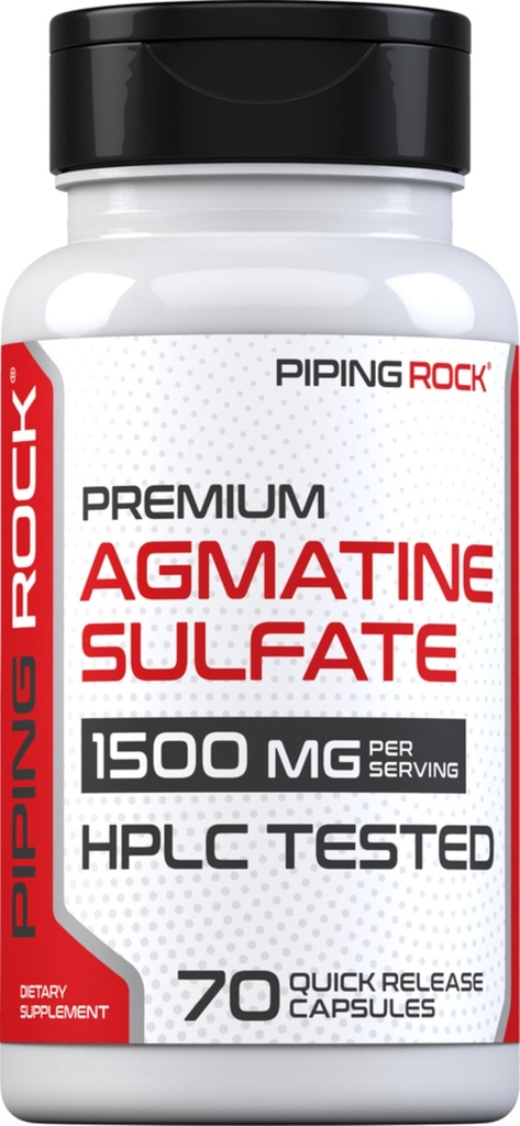 Piping Rock Agmatin Sulfat Kapseln | 1500mg | 70 Pillen | Premium Grade Ergänzung | Non-GMO, Glutenfrei