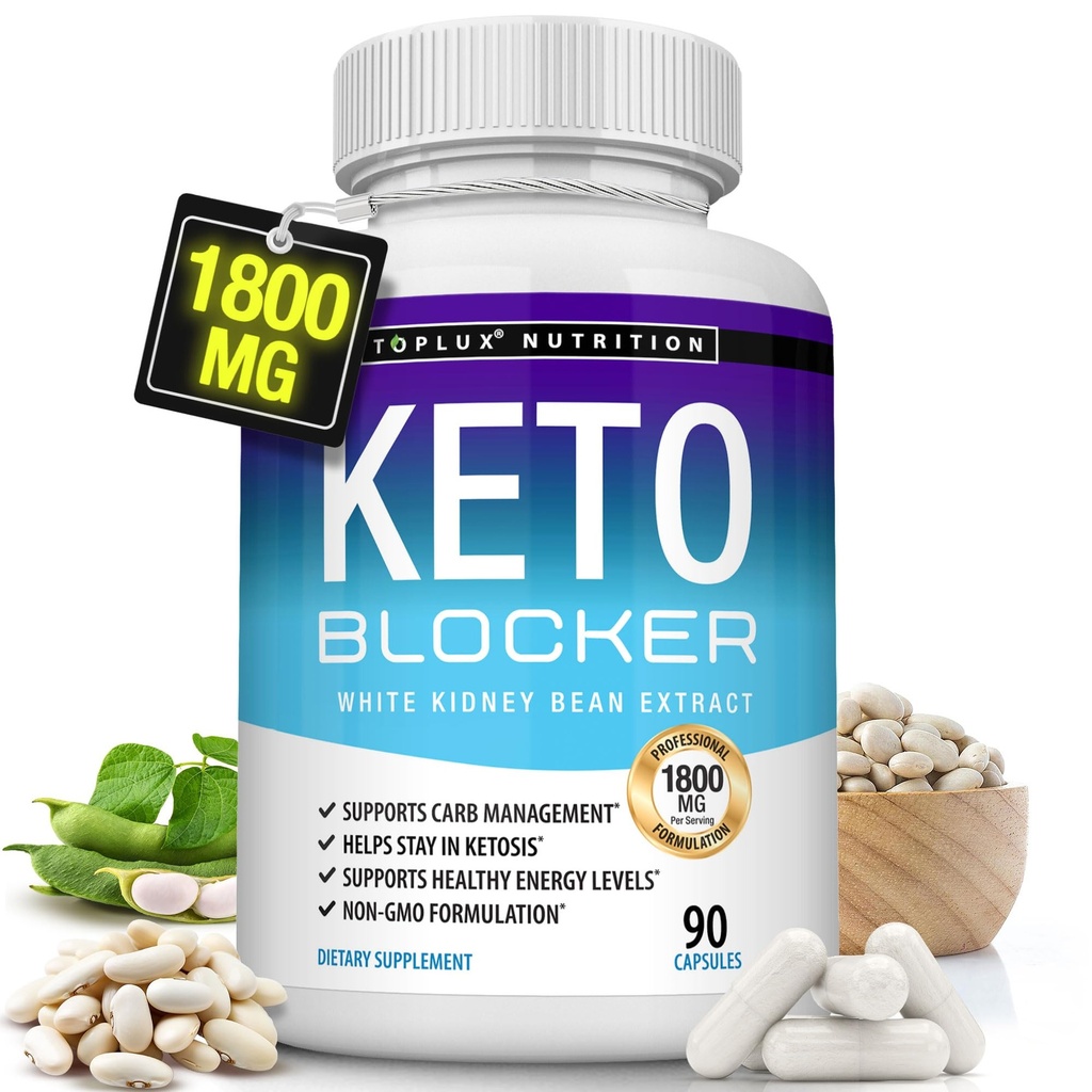 Toplux Keto Blocker Pills White Kidney Bean Extract - 1800 mg Ketose naturelle, soutenir le régime Keto, pour hommes femmes, 90 capsules, supplément