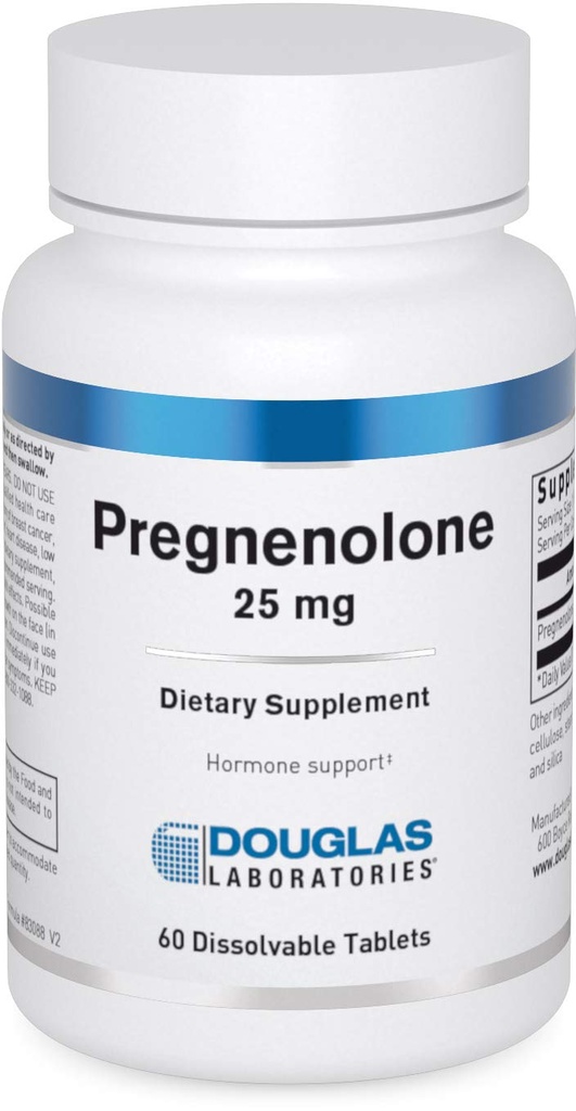Laboratoires Douglas Pregnenolone (25 mg) - Pour le soutien du pancréas, du cortisol et du foie* - Supplément de pregnenolone - Non-OGM - 60 comprimés
