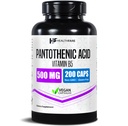 Healthfare Pantothensäure 500mg Vitamin B5 Ergänzung | 200 Vegan Kapseln | Extra Strength Energy & Metabolism Unterstützung | Non-GMO, Gluten-Free | Made in USA