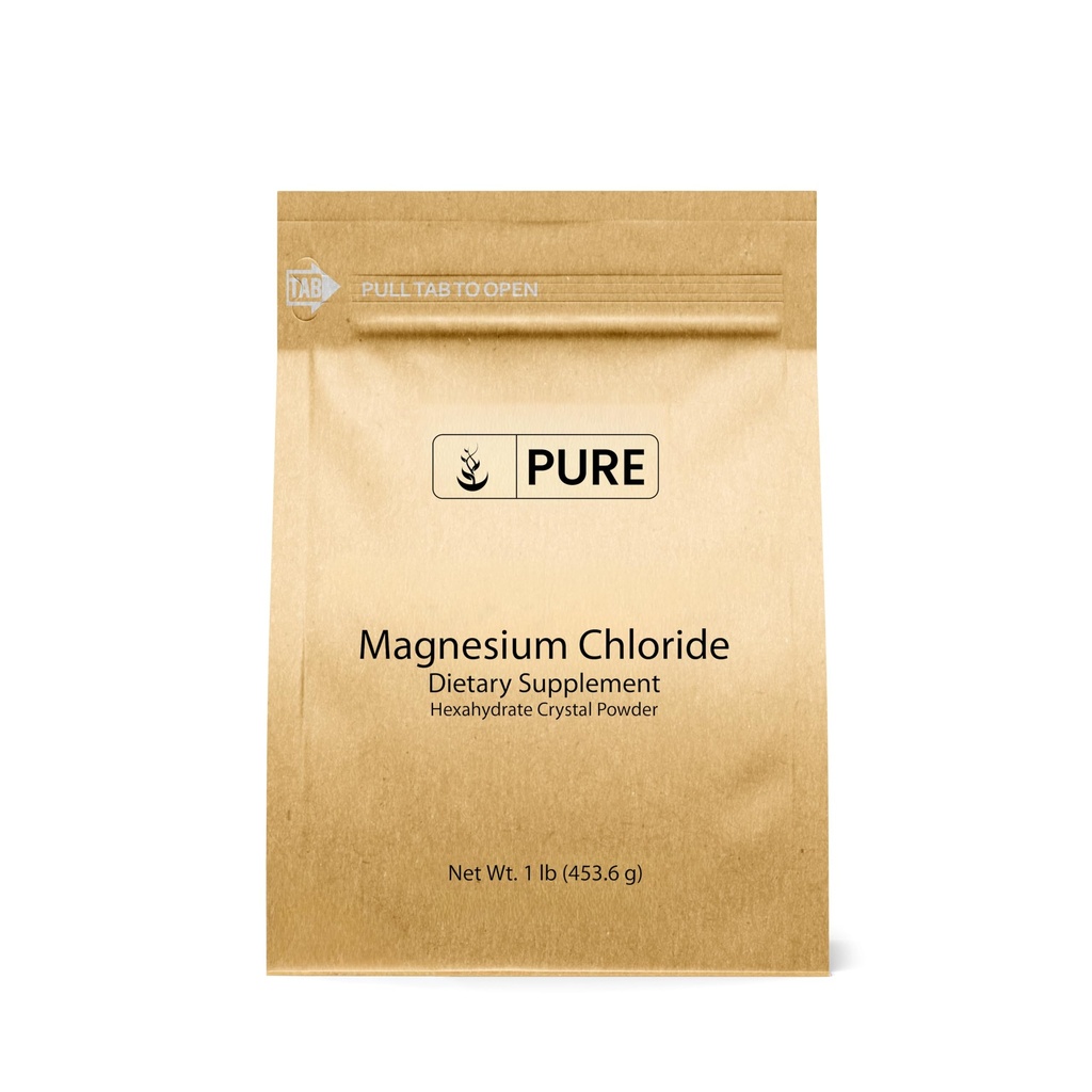 Ingrédients originaux purs Chlorure de magnésium (1 lb), Emballage respectueux de l'environnement, Poudre de cristal, Supplément de magnésium