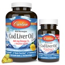 Carlson - Cod Liver Oil Gems, 460 mg Omega-3s, Plus Vitamine A und D3, Wild Caught Norwegian Arctic Cod, Sustainable Sourced Nordic Fish Oil Capsules, Lemon, 150 + 30 Softgels