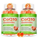2 Pack CoQ10 Gummies 250 mg, Plus Omega-3, Magnesium, Vitamin B12 für Cellular Energy, Gehirn & Antioxidans, 5X bessere Absorption Coenzym Q10 Supplement - 120 Cts