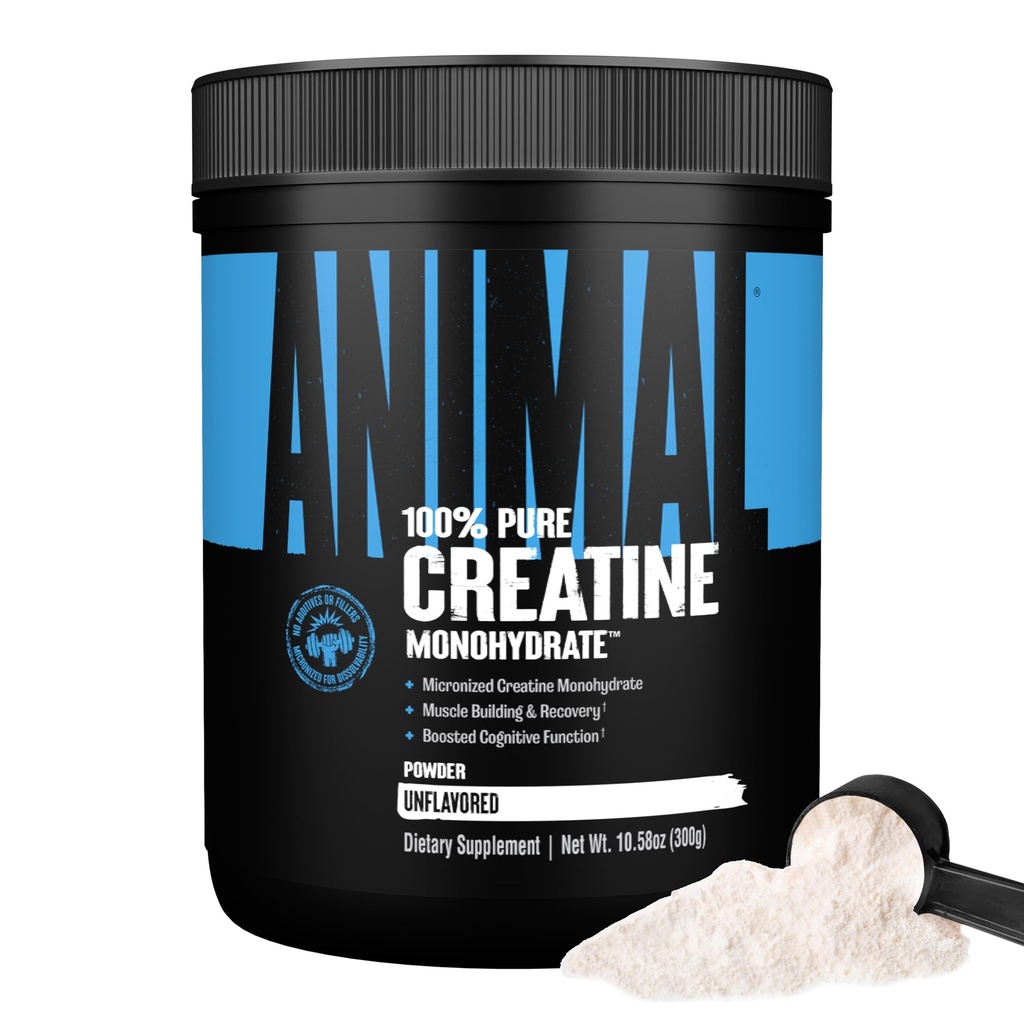 Poudre monohydratée de créatine animale — micronisée pour la récupération des muscles, l'énergie cellulaire et le bien-être quotidien — pour les hommes et les femmes — sans saveur 300g