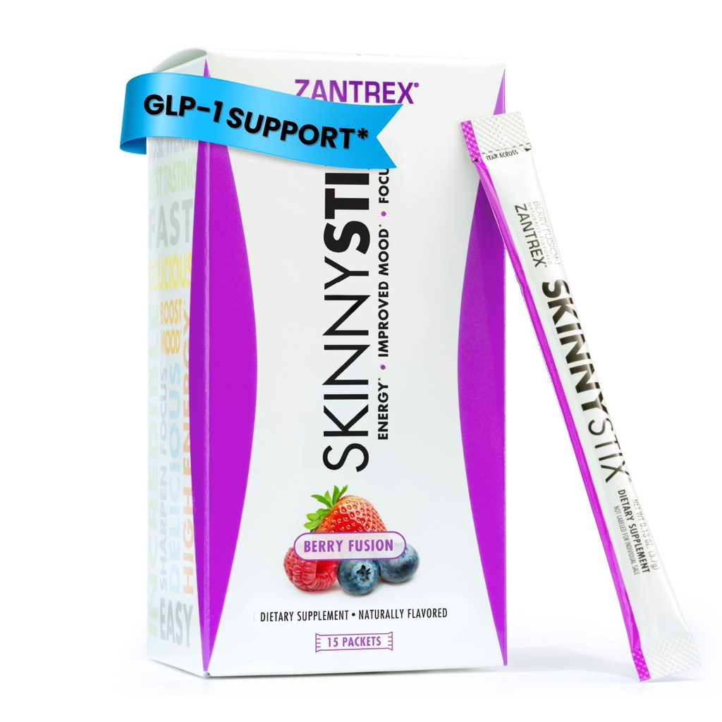 SkinnyStix Berry Fusion GLP-1 unterstützen Pulver Energy Drink, Stoffwechselunterstützung, Appetitkontrolle, natürliche Energie Boost | 15 Single-Serving-Pakete