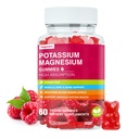 Kalium Magnesium Gummi - Hohe Absorption Magnesium Glycinat & Kalium Citrat Plus Coenzym Q10, DHA, D3, Mineral & Calcium für Zzz, Leg Cramps & Muskel - 60 Raspberry Gummis