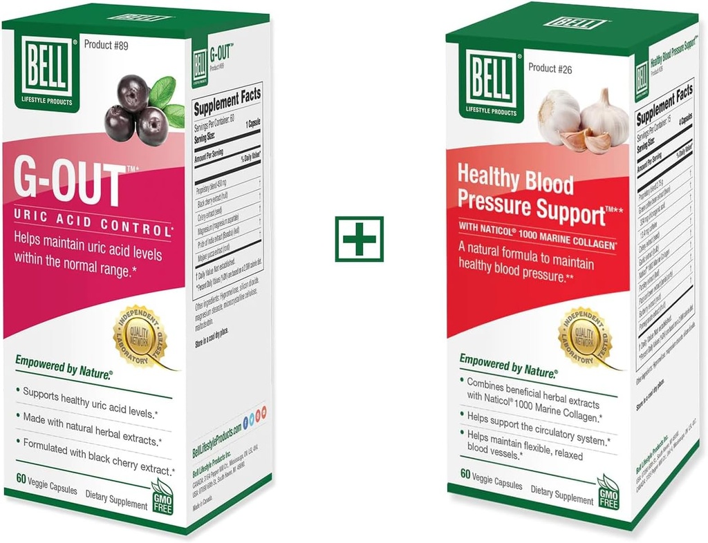 Bell Bundle – Healthy Blood Pressure Support & G-Out Uric Acid Cleanse– 25 Jahre Rund um die Welt, direkt vom Hersteller verkauft