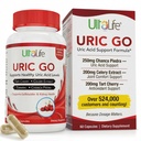 #1 URIC GO Uric Acid Cleanse Support Supplément pour G.O.U.T - Nettoyant naturel du rein Detox Formule Chanca Piedra, Celery Seed, Tart Cherry, Cranberry, grenade, curcuma, végétalien non-OGM 60 Capsules