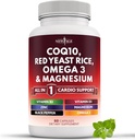 NEU AGE COQ10 200mg Red Yeast Rice, Omega 3, Magnesium Complex, Zink Vitamin K2 D3 - Herzgesundheitsunterstützung Vitamine für Frauen und Männer mit Vitamin B3, Coenzym Q10-60 Count