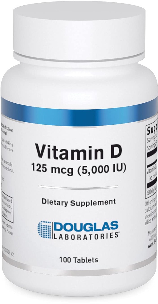Douglas Laboratories Vitamin D (5.000 I.U.) | Vitamin D3 Nahrungsergänzungsmittel zur Unterstützung von Immun-Gesundheit, Calcium-Level und Knochen* | 100 Tabletten