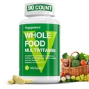 Multivitamine végétale entière avec fer, multivitamine quotidienne pour les hommes et les femmes, multivitamines méthylées, complexe B, fruits et légumes, enzymes, Omégas, Champignon, Non-OGM, 90 Compte
