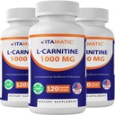 Vitamatic L-Carnitin Fumarate 1000 mg - 120 Gemüsekapseln (3 Flaschen)