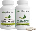 BiOptimizers Magnésium Breakthrough 4.0, (60 Capsules) et MassZymes 4.0, (250 Capsules) - Le sommeil naturel, le cerveau et le supplément de soutien de santé digestif