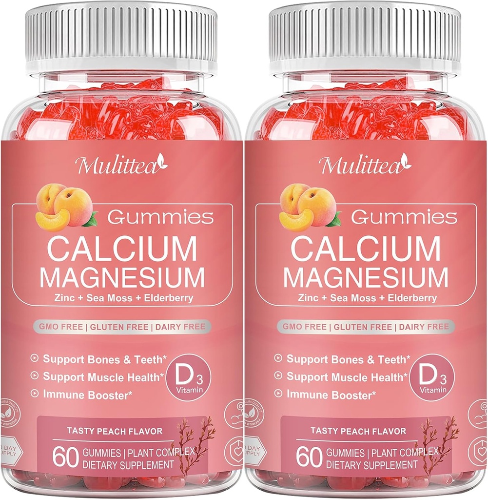 1200mg Calciumgummis mit D3,K2, Zink - Pflanzenkomplexe Calciumergänzung mit Glycinat,Potassium,Vitamin C &Whole Natürliche Lebensmittel für Knochen und Immununterstützung- 120 Kaugummi-zuckerfrei