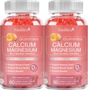 1200mg Gommies de calcium avec D3,K2,Zinc - Supplément complexe de calcium de magnésium avec Glycinate,Potassium,Vitamine C &Whole Natural Food pour les os et Immune Support- 120 Gommy à croquer sans sucre