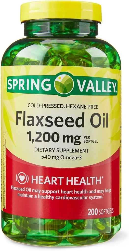 LLK Huile de lin Softgels Complément alimentaire, 1 200 mg, 200 Nombre