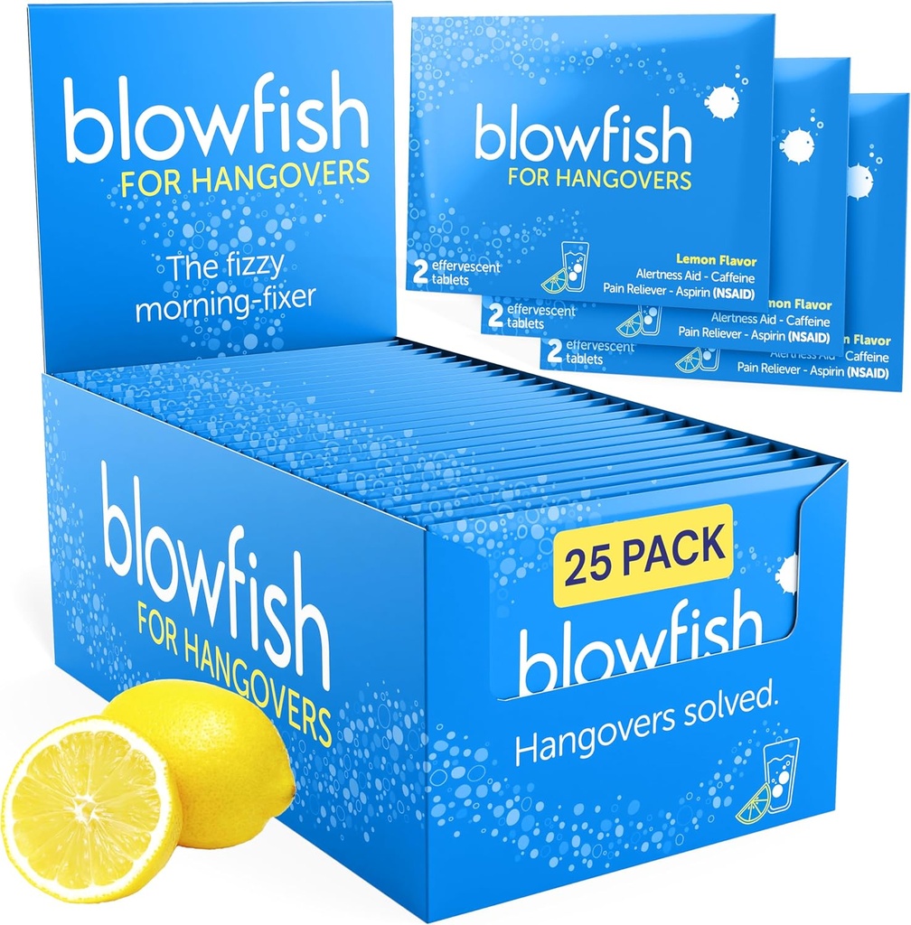 Blowfish for Hangovers | Perfekt für Welcome Bags, Hangover Kits, Hochzeit & Bachelorette Favors | Fast Hangover Relief | 25 Single Dose Envelopes | Starts to Work in 15 Minuten