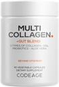 Codeage Multi Collagen + Gut Blend Supplement - Digestive Probiotics, DGL Licorice, Aloe Vera, Organic Peppermint Leaf, Slippery Elm - Hydrolyzed Bovine Collagen Pillen - Non-GMO - 90 Kapseln