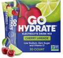 GoHydrate Low-Natrium-Elektrolyten Pulver-Packets Sugar Free - Instant Hydration Daily Drink Mix - Zero Sugar Water Flavor Packet Singles mit Vitamin D - (Cherry Limeade, 30 Packs)