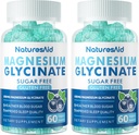 Magnesium Glycinate Gummies 1000mg - Zuckerfreie Magnesium Kalium-Ergänzung mit Vitamin D, B6, CoQ10 für ruhige Stimmung & Schlaf-Unterstützung - 120 Blueberry Gummies -2 Pack