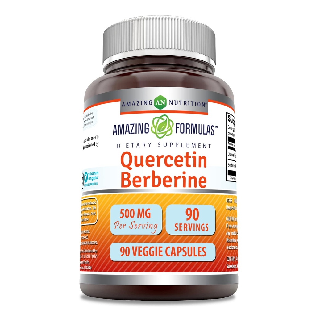 Erstaunliche Formeln Quercetin Berberine - 250mg Berberine und 250mg Quercetin, 90 Veggie Kapseln Ergänzung | Non-GMO | Gluten Free | Made in USA | Ideal für Vegetarier