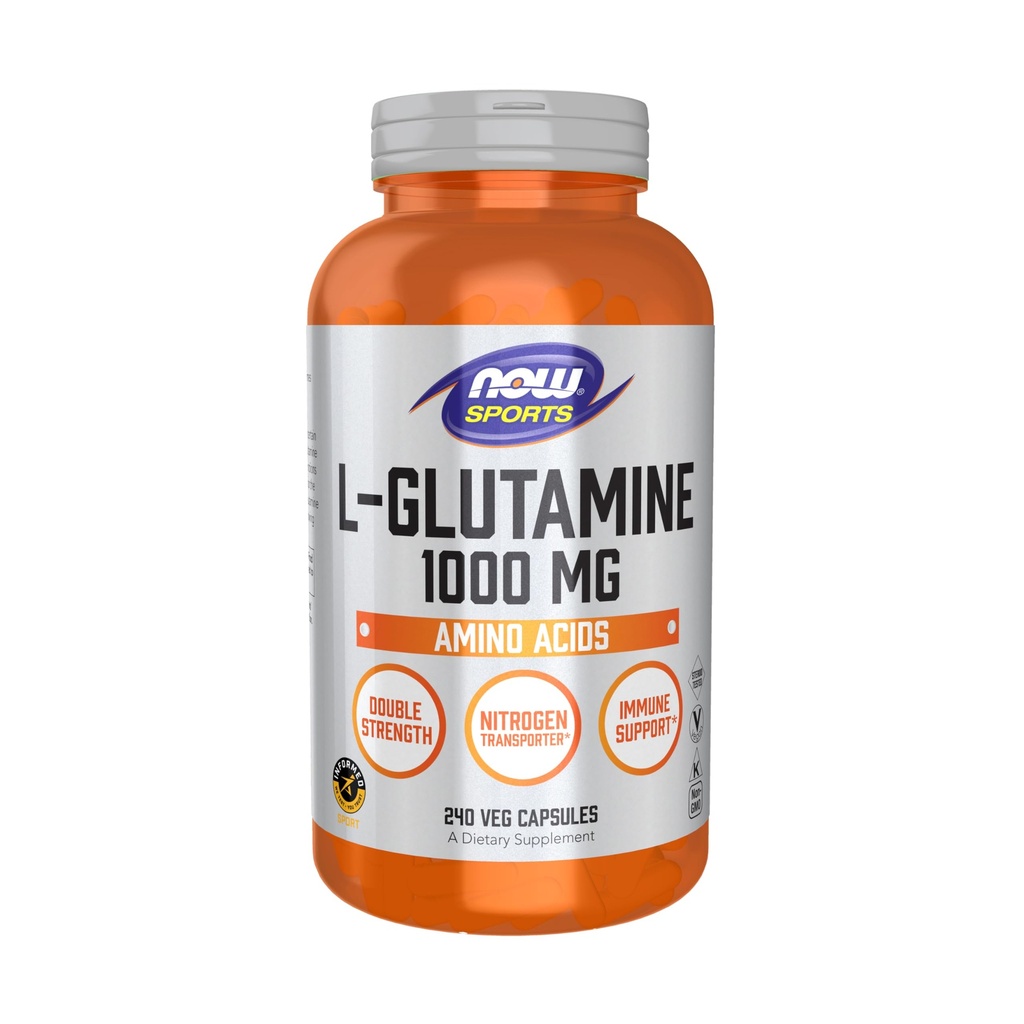 NOW Sporternährung, L-Glutamin, Doppelstärke 1000 mg, Aminosäure, 240 Veg Kapseln