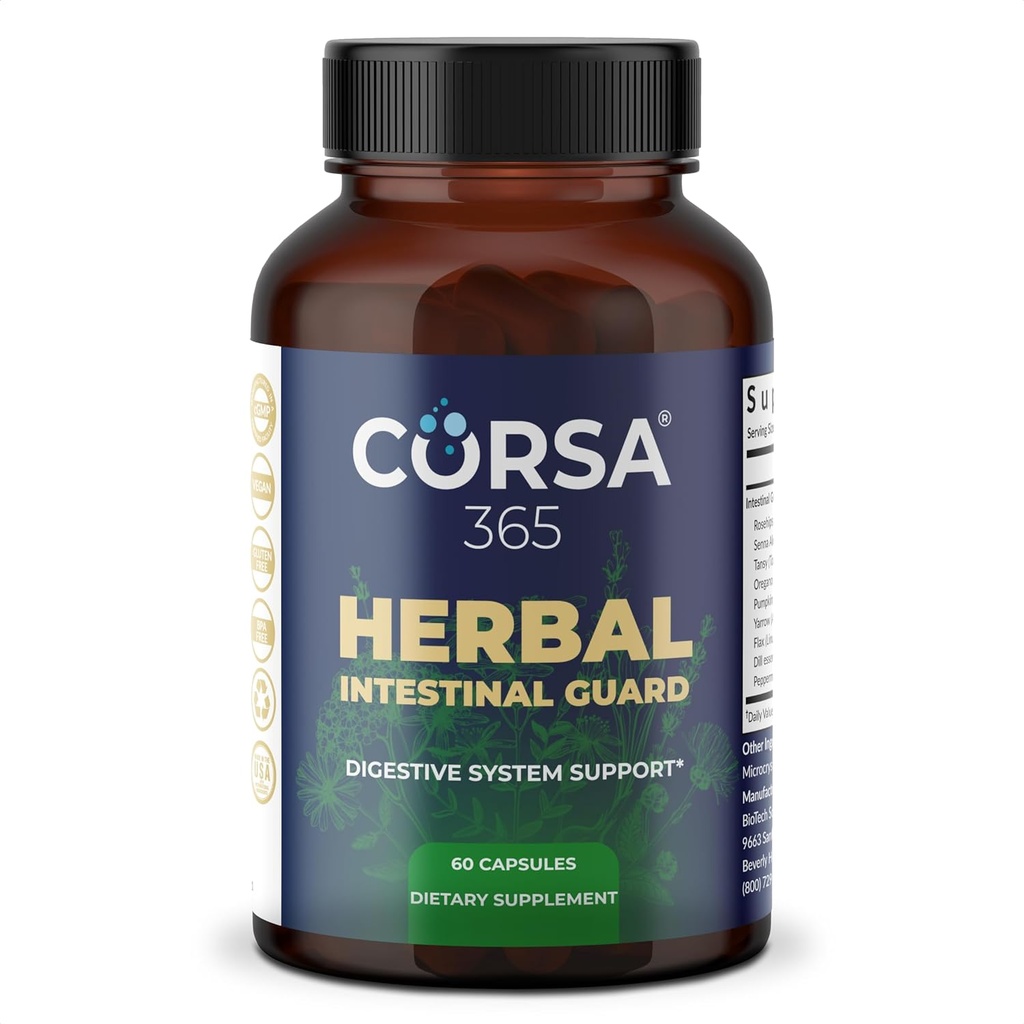 Kräuter Darmunterstützung - Ergänzung für Verdauungs-Gesundheit, Gut Balance, Colon Cleanse und Immune Boost für Männer und Frauen - Diät-Komplex mit Bio-Formel - 60 Kapseln