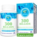 Probiotics for Women & Men - 300 Billion CFU, 24 Strains Probiotics + 15 Bio Kräuter Präbiotika für Verdauungs-, Gutgesundheit, Immun-, Verstopfungs-, Durchfall- und Ganzkörpergesundheit - 2 Monate Versorgung