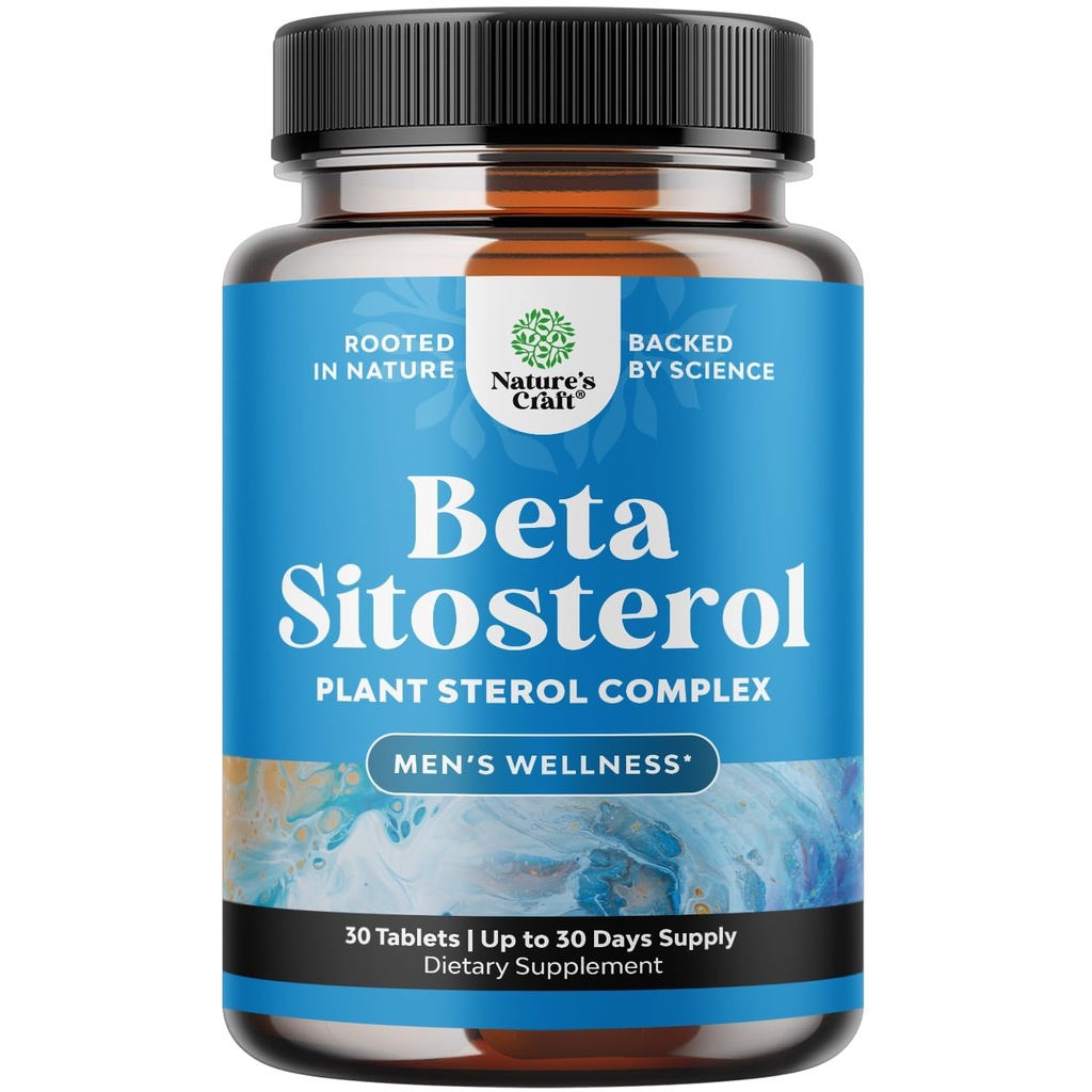 Plant Sterols Complex with Beta Sitosterol - 500mg Beta-Sitosterol Sterols and Stanols Supplement for Heart Health and Prostate Support - Heart and Prostate Health Supplement for Men - 30 Count