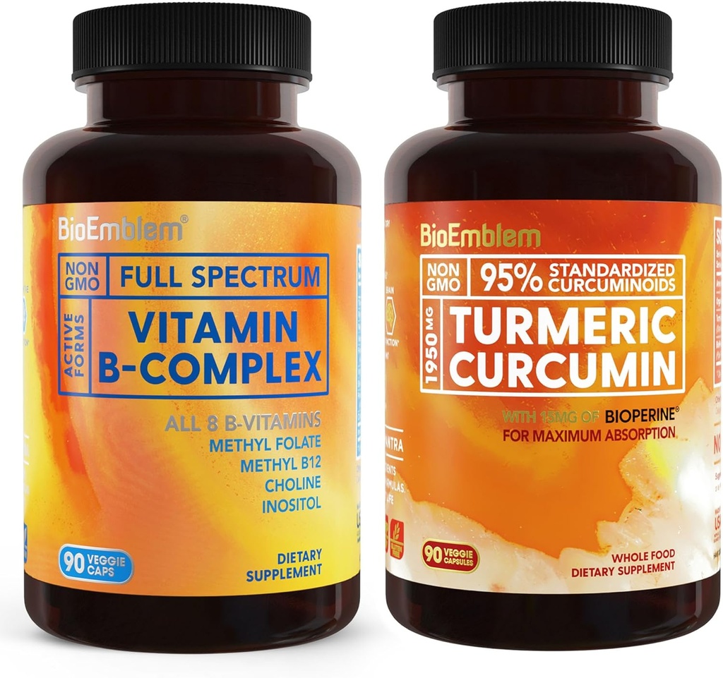 BioEmblem Kurkuma Ergänzung mit BioPerine und Vitamin B-Komplex