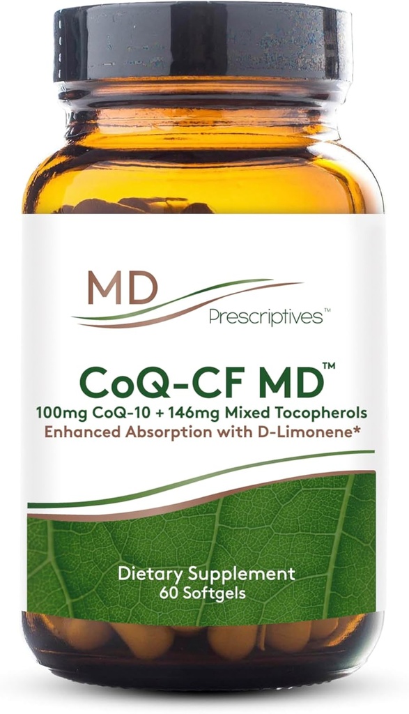MD Prescriptives CoQ-CF MD - Coenzym Q10 Nahrungsergänzung mit Vitamin E - CoQ10 100mg Optimale Absorptionsformel - 1 Kapsel täglich - 60 Softgels