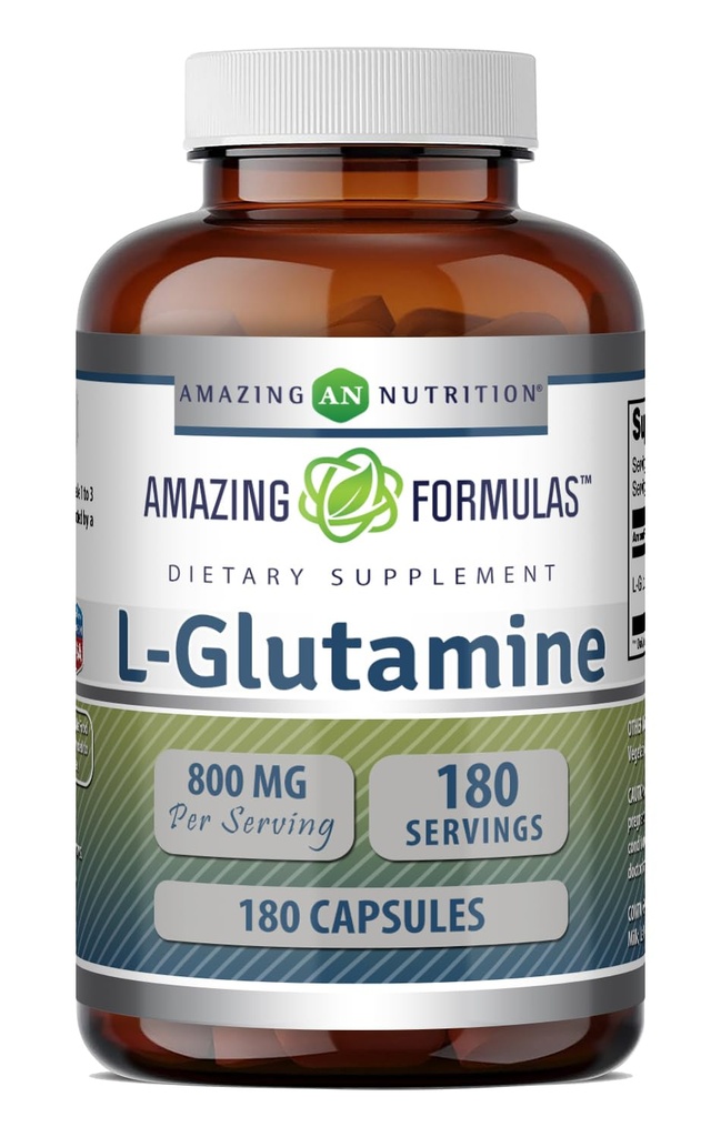 Erstaunliche Formeln L-Glutamin Aminosäure Ergänzung | 800 Mg Pro Servieren | 180 Kapseln | Non-GMO | Gluten Free | Made in USA
