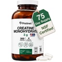 PRISTINE'S Creatine Monohydrat Kapseln für Damen und Herren - NSF Certified 75 Day Supply 3G Creatine Pillen für Damen - Kognitive und sportliche Leistungsunterstützung - Enhanced Recovery Glass Bottle