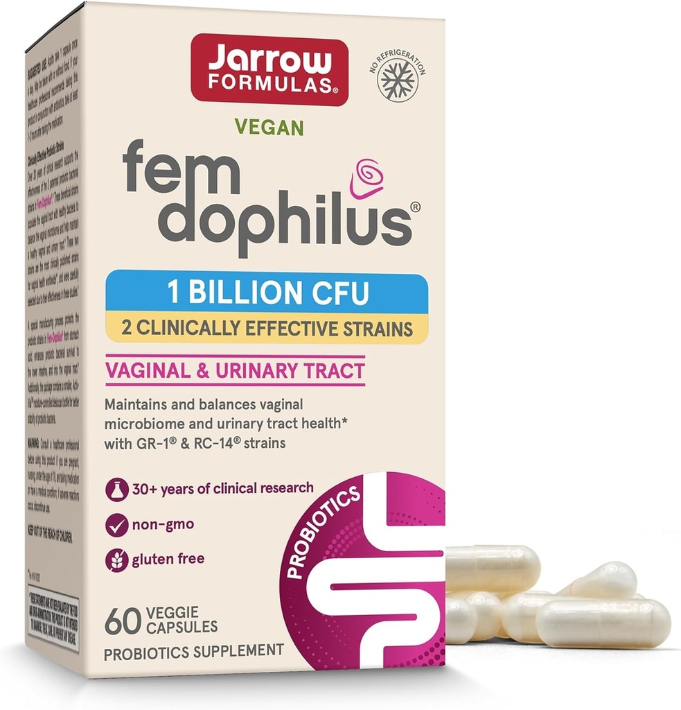 Jarrow Formulas Fem-Dophilus - 1 Billion Organisms Per Serving - 60 Veggie Kapseln - Frauen Probiotic - Urinary Tract Health - Bis zu 60 Portionen