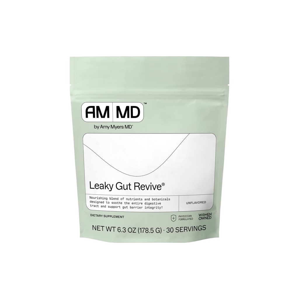 Amy Myers MD Leaky Gut Revive - Sans gluten et sans lait - Mélange botanique pour le soutien de la Gut saine - GI Health Support with Prebiotic Fiber, Slippery Elm Bark & Marshmallow Root - 6,3 oz (30 portions)