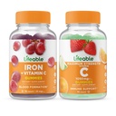 Lebensfähiges Eisen mit Vitamin C + Vitamin C 1050mg, Gummies Bundle - Große Verkostung, Vitamin-Ergänzung, Glutenfrei, GVOfrei, Kaugummi
