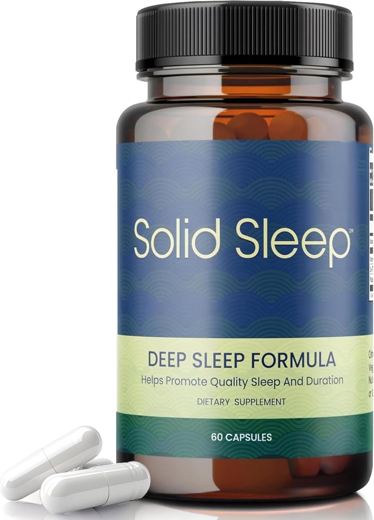 Tiefschlafformel, natürliche Schlafhilfe ohne Melatonin, Magnesium Bisglycinat, L. Theanin, Inositol, Schlafpillen für Erwachsene, 60 Vegan Kapseln