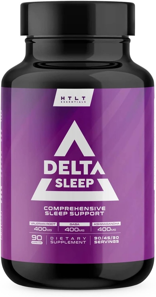Delta Sleep by HTLT | Umfassende Schlafergänzung mit Ashwagandha, Melatonin, 5-HTP, & GABA | L-Theanin & Magnesium Glycinate, um GABA Levels | Valerian Root for Sleep, (90 Kapseln)
