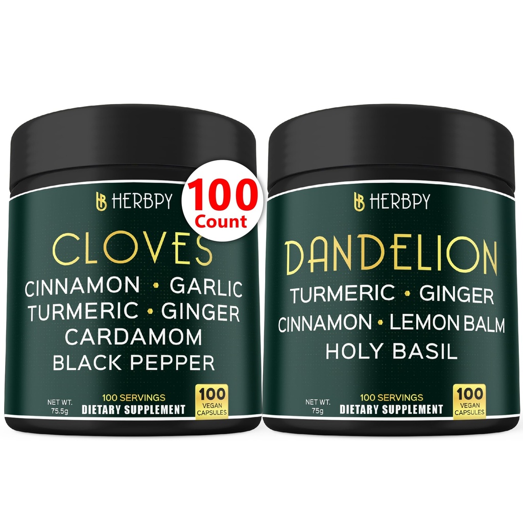 Bundle 7in1 Cloves Supplement & 6in1 Dandelion Supplement - Unterstützung Immun-, Verdauungs- und Herzgesundheit