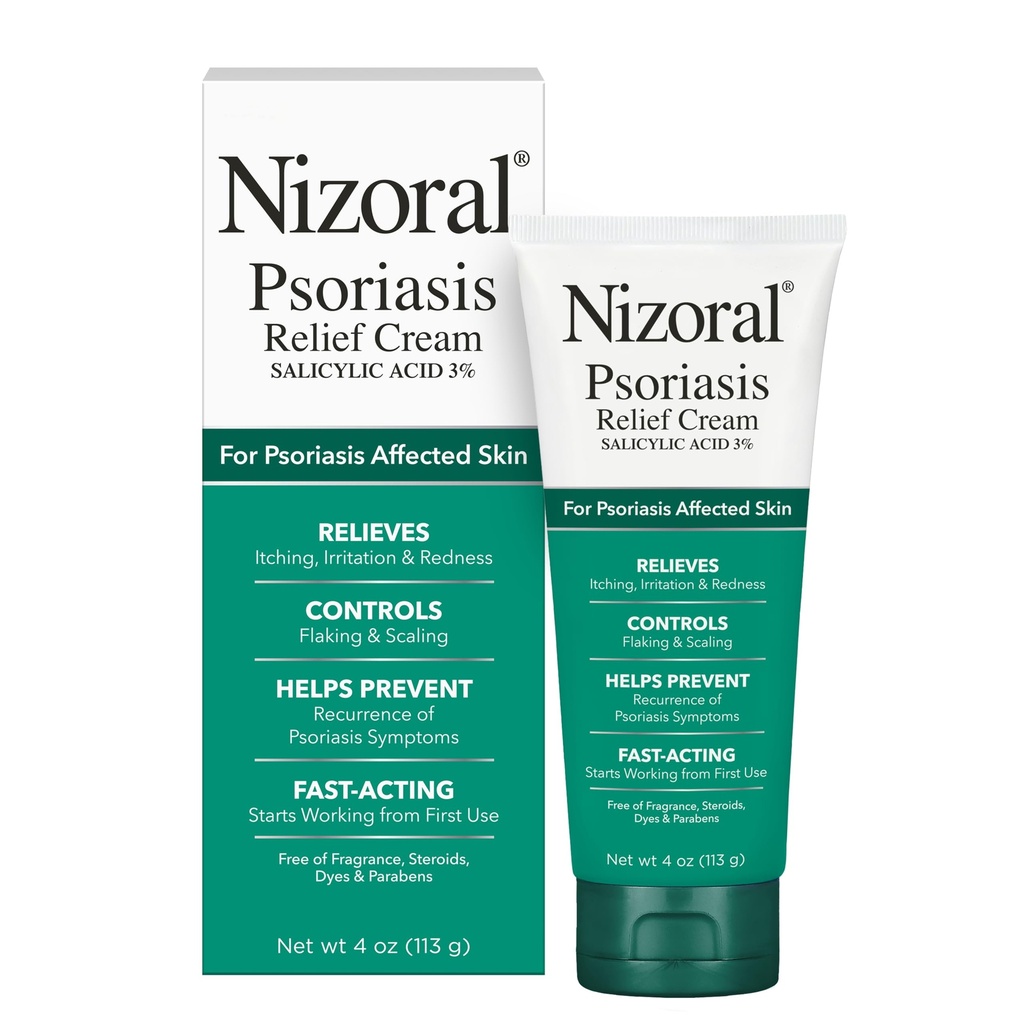 Nizorale Psoriasis Relief Creme- lindert Juckreiz, Irritation & Redness und kontrolliert Flocken und Skalieren mit maximaler Kraftmedizin (Salicylsäure 3%), 4 Fl Oz