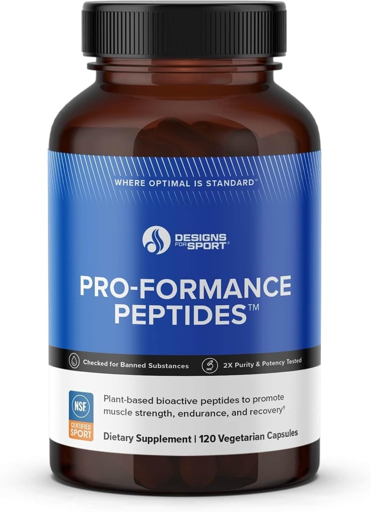 Designs for Sport Pro-Formance Peptides - soutient la croissance et la récupération musculaires* - Formule d'athlète pour soutenir les performances de pointe* - NSF certifié pour le sport - 120 capsules végétariennes
