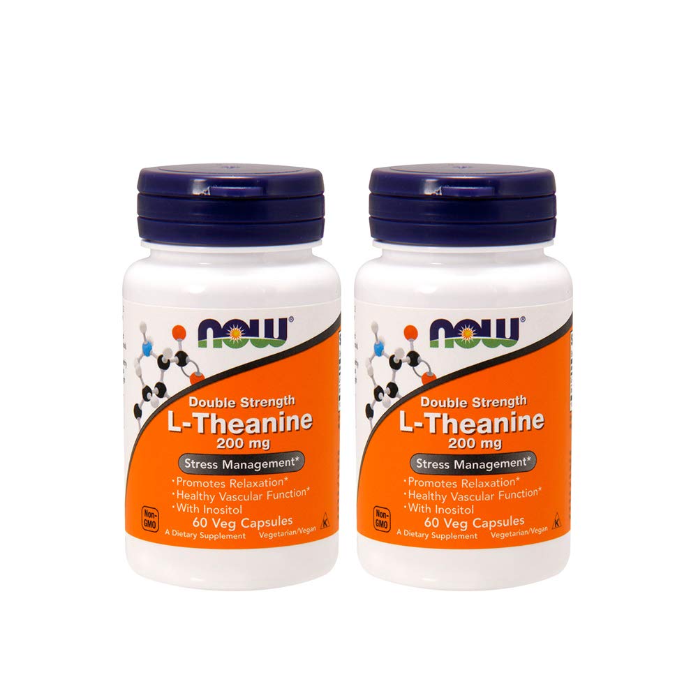 NOW Foods L-Theanin 200 mg, 60 Gemüsekapsel (2 Packung)