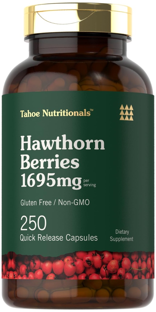Tahoe Nutritionals Hawthorn Berry Capsules | 1695mg pro Servieren | 250 Count | Extract Supplement für Frauen und Männer | Non-GMO, Gluten Free Extract