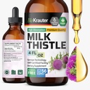 BIO KRAUTER® Lait Thistle Supplément pour le nettoyage du foie et de la détox - extrait de chardon de lait liquide, contient de la silymarine pour le soutien digestif 4 fl.Oz - sans alcool et sans sucre, 56 jours d'approvisionnement