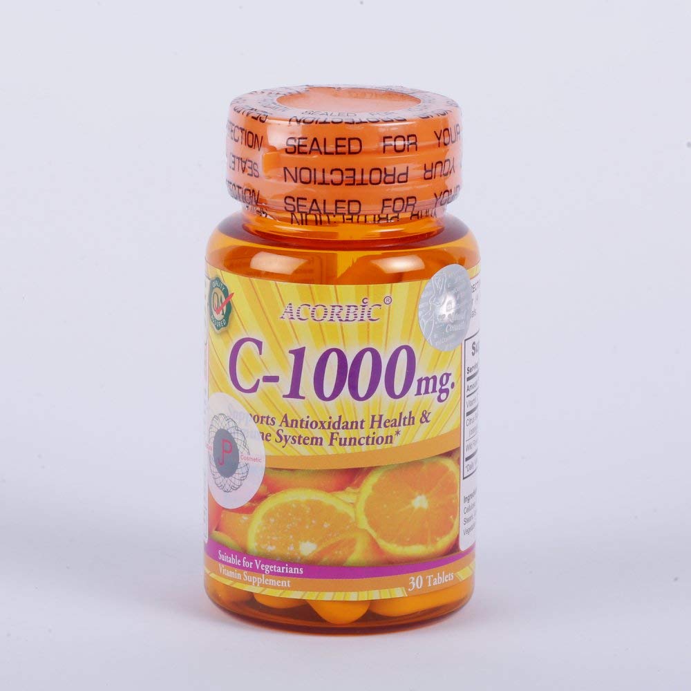30 Pills Acorbic C 1000 Mg Vittamin C Supplément Bright Clear Fastning Acide ascorbique