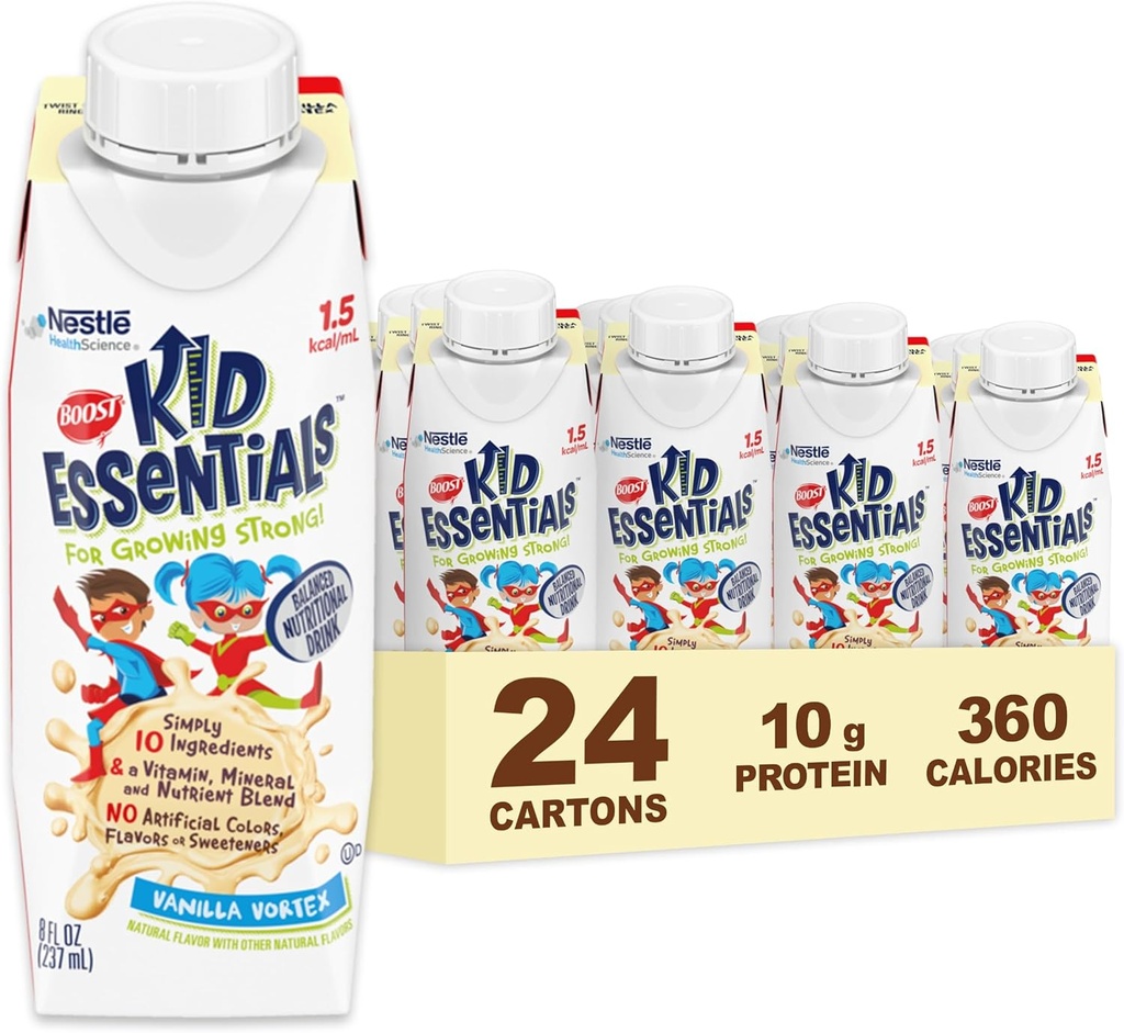 BOOST KID ESSENTIALs 1.5 Balanced Nutritional Drink für Kinder, Vanilla Vortex, 24 Count